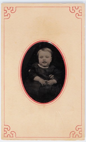 Antique 5x4in tintype - tintype, baby