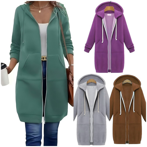 Women long zip hooded - zip,