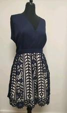 Little Mistress Dress UK20 Navy w Cream Underskirt Lined Sleeveless  Unworn