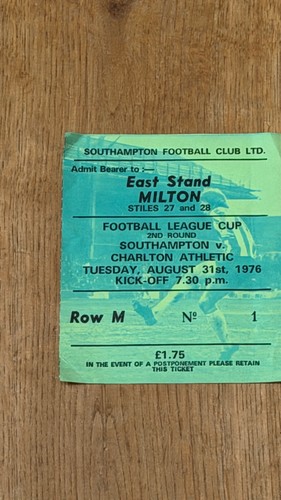 Ticket 1976 southampton - 1976/77, v