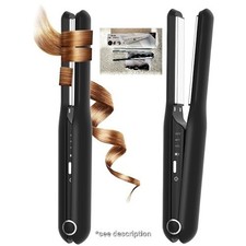 Cordless Hair Straightener mini Travel Portable Curler Fast Heat 3 Temp. (Black)