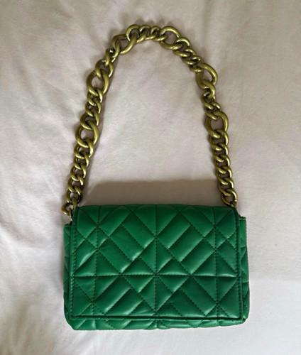 Zara green quilted faux - zara,