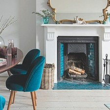 Antique Set of Fireplace Tiles Blue Brick Effect C1910