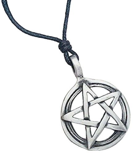 Pentagram pewter metal pendant - pentagram,