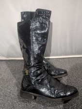 Clarks Knee Boots Black Patent Leather Heels Size 5,5