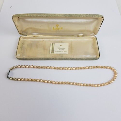 Lotus simulated pearl necklace - pearl,