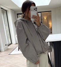 ZARA NEW WOMAN PLAID HOODED
