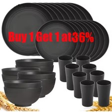 32 Pcs Wheat Straw Dinnerware