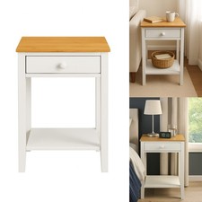 Modern Wooden Bedside Table With Drawer Shelf Nightstand Bedroom Side Cabinet