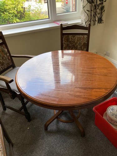 Round brown wooden dining - brown,