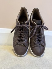 adidas Originals Brown Leather Stan Smith Size 9 Retro Trainers, White Sole