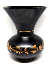 Art Deco Vtg Flora Gouda Holland Art Pottery Vase 1930's 1940's Lente Series Blk