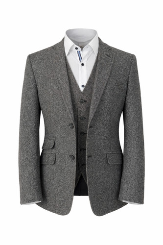 Grey donegal tweed suit jacket - tweed,