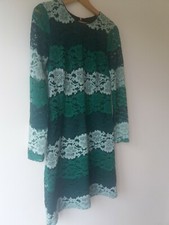 Debenhams Shift Occasion Dress Size 10 Green Floral Lace Fully Lined REDUCED Vgc