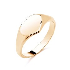 9ct Yellow Gold on Silver Ladies Heart Signet Ring size K to S