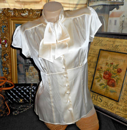 Silk satin blouse ivory - m,