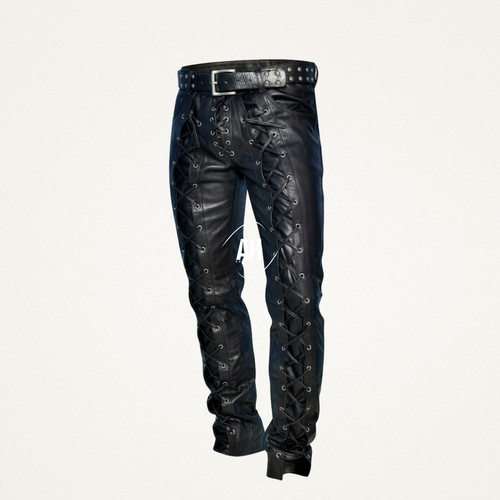 Mens black real leather - leather, biker