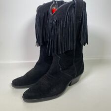 Joe Sanchez Cowboy Boots UK 3 Women's Black Suede Made in Spain Western
