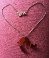 Vintage Tatty Devine Necklace: Acrylic Red Shoes With Glitter Bows  VGC