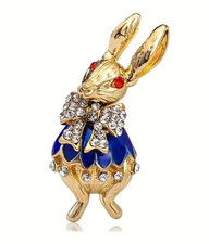Gold tone rabbit brooch inspired from the white rabbit in Alice in wonderland