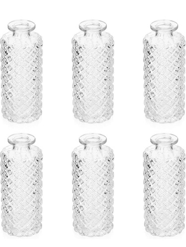 6pcs glass bud vases small - glass,