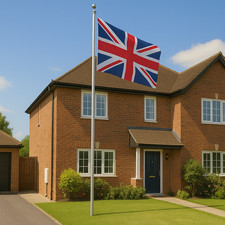 20FT OUTDOOR FLAG POLE & UNION JACK FLAG WITH EYELETS OLYMPICS POLE WITH PULLEY