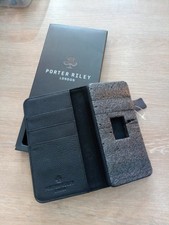 Porter Riley Real Italian Black Leather Phone Case for Huawei P20 Flip Magnetic