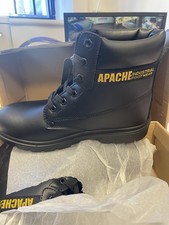APACHE safety Boots! Steel Toe, Steel Midsole Size UK8 Black Leather Spec- S3SRA