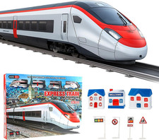 Electric Toy Train Set 24PCS with Tracks, Tunnel & Accessories for Kids 3+