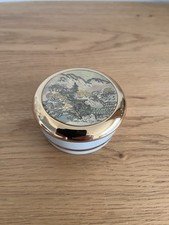 Trinket Box Chokin 24kt Gold Edged / Scenery Porcelain Made In Japan