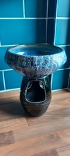 Mid Century Modern MCM Style Ikebana Pottery Bowl Pedestal Vase Drip Glaze Pot