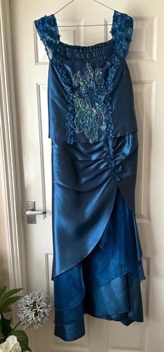 Cherlone blue satin - satin, midi