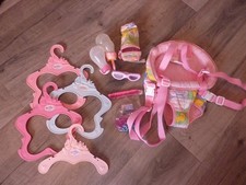 BABY BORN ACCESSORIES BUNDLE WITH BABY CARRIER, BOTTLE, HANGERS....