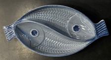 Vintage Gabriel Keramik Fish Dish Blue Mid-Century Scandinavian Pottery stengods