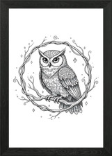 Detailed Owl Sketch on Branch