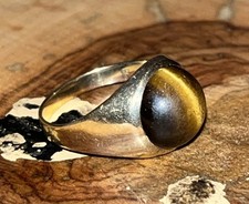 9ct Gold Tigers Eye Ring Size