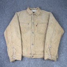 Vintage Levi's Jacket Mens Medium Beige 71511 Corduroy Trucker Sherpa Lined Cord