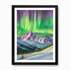 Aurora Borealis Over A Snowy