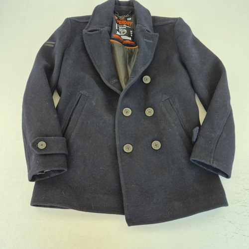 Superdry pea coat small - coat, blue