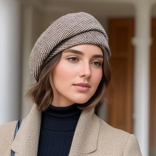 Womens wool beret plaid - womens,