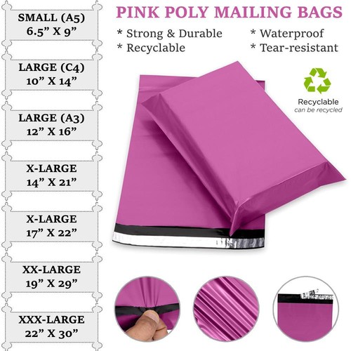 Pink postage bags mixed - pink,
