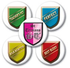 Pack of 5 St Trinians School Pin Badges for Fancy Dress School Girl Outfits