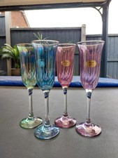 italian Coloured Stem Glasses iridescent wine glasses italy wine glass flutes