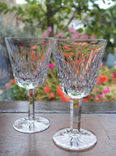 Waterford Crystal Lismore Claret Wine Glasses Pair Vintage, 5 3/4" Tall