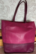 Hot Pink Purple  Large Tote Faux Leather Tote Bag Handbag With Inner Bag