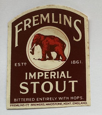 Fremlins Imperial stout Bee Hive Label, Maidstone Kent
