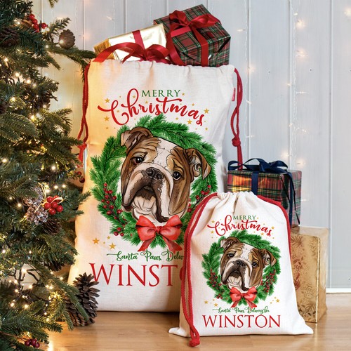 British bulldog christmas sack - bulldog,