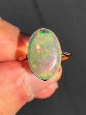 Antique Edwardian natural 5ct Lightning Ridge Crystal Opal Ring 9ct Gold