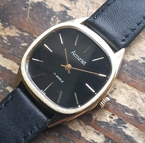 Vintage accurist black dial - vintage,