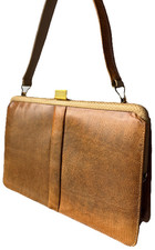 Vintage Mappin & Webb Lizard Skin 1950s Box Bag Gold Clasp Top Handle Handbag